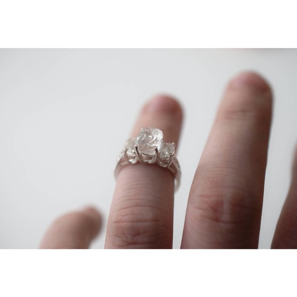 Unique Engagement Ring, Diamond Ring, raw stone ring, Anniversary Ring, - Picture 5 of 5